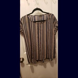 Navy and white striped blouse